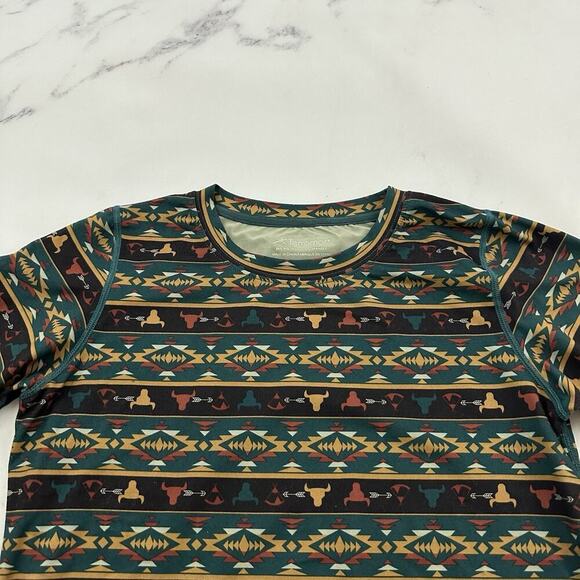 Terramar Womens Long Sleeve Top Size XL Green Brown Southwest Western Print - Picture 2 of 11
